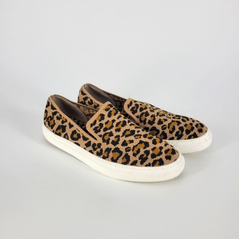 Steven by Steve Madden slip on sneaker Kelsea leopard knit shoe 7 animal print